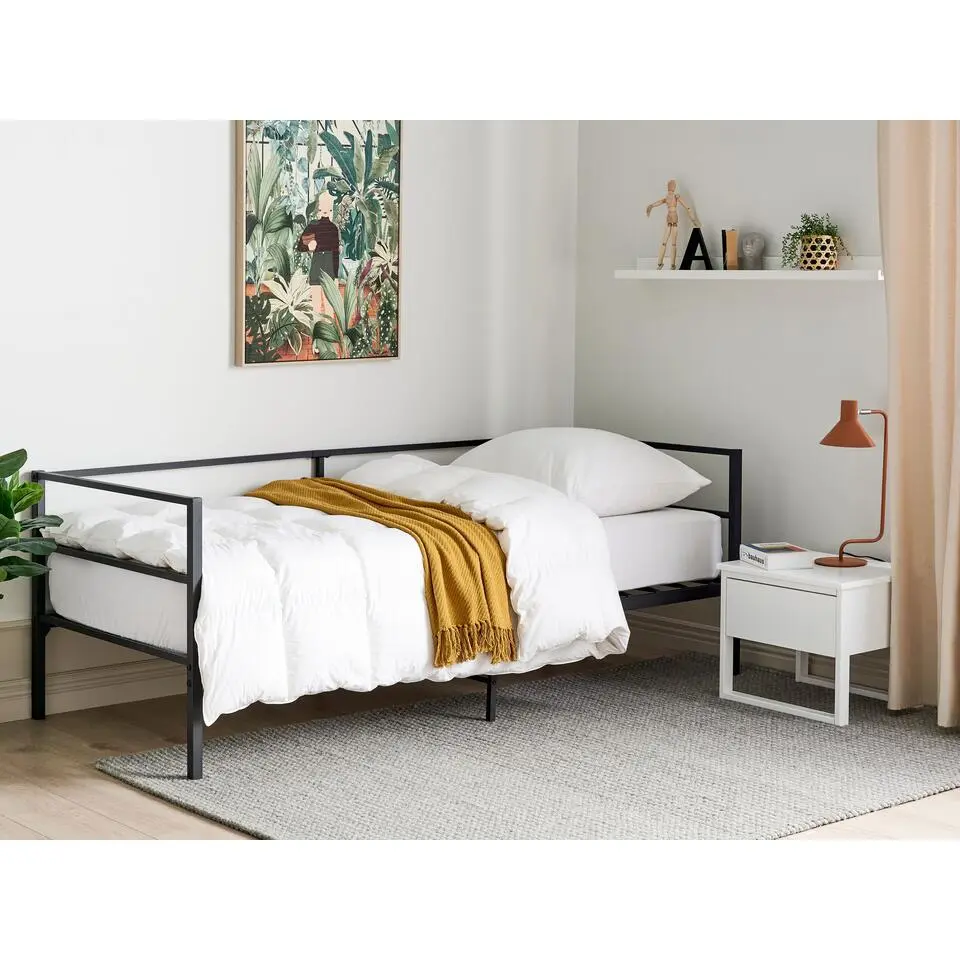 BATTUT - Eenpersoonsbed - Zwart - 90 x 200 cm - Metaal