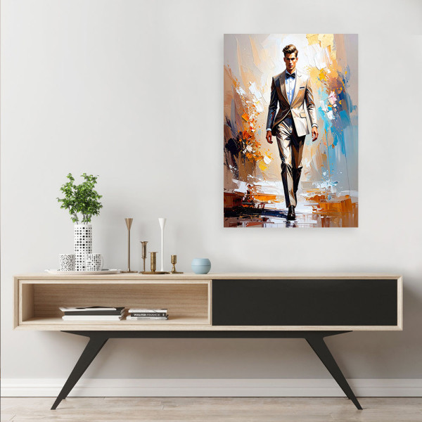 Feeby Obraz do salonu sypialni, Mężczyzna w garniturze 40x60