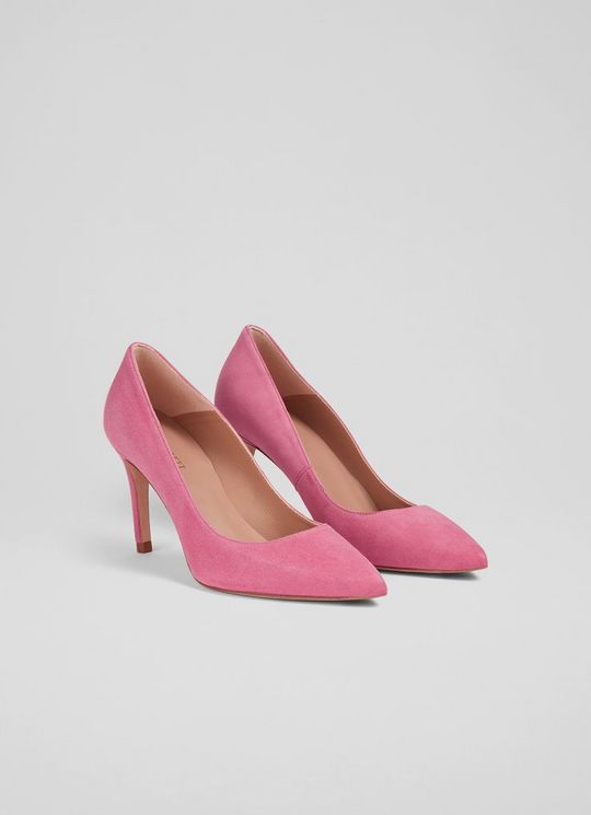 Classic Floret Pink Suede Pointed Toe Courts
