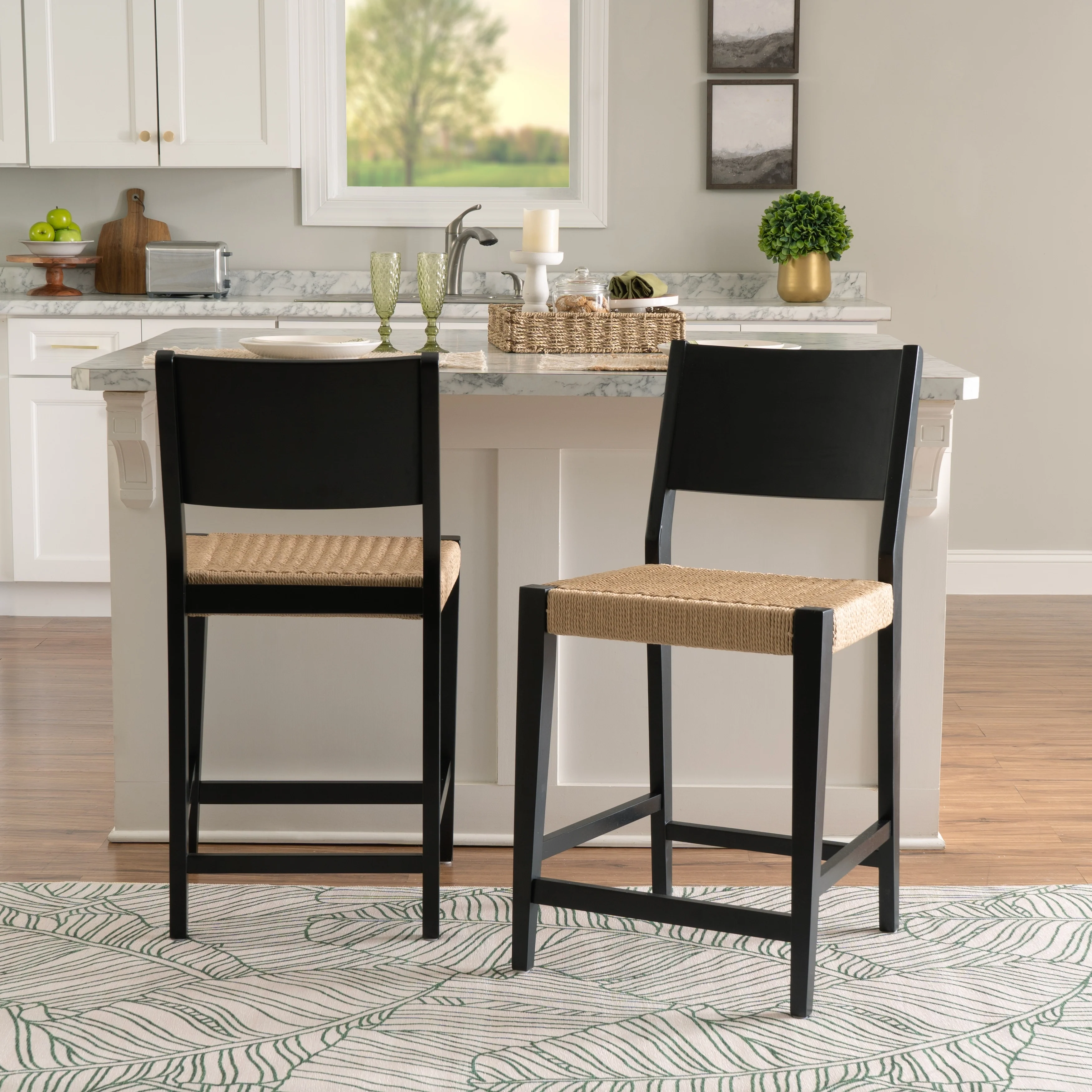 Caelan Seagrass 24-Inch Counter Stool (Set of 2)