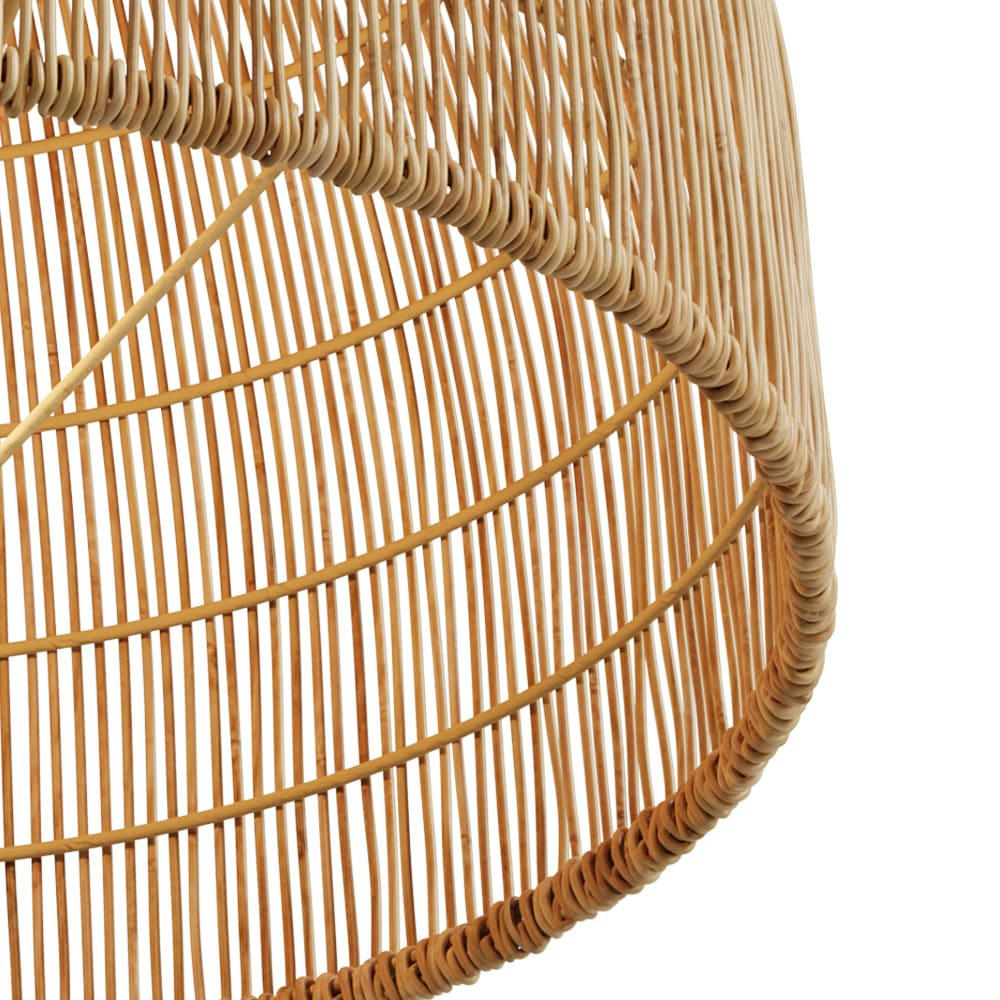 CORTE - Lampadaire trépied en rotin et bois de teck massif