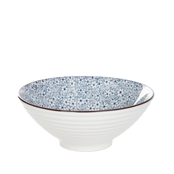 Miska SALADO w kwiaty z brązowym rantem 20,5 cm HOMLA