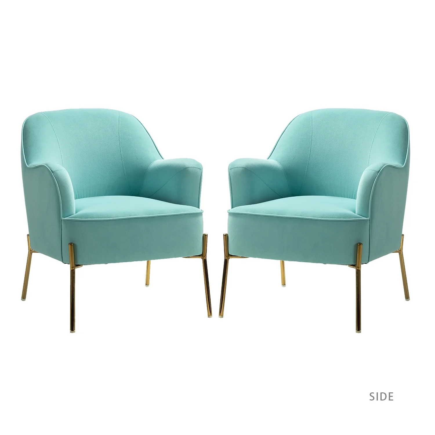 Marina Modern Velvet Accent Chair with Golden Legs Set of 2 by HULALA HOME