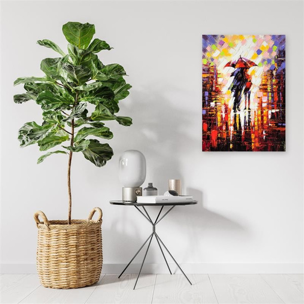 Feeby Obraz na płótnie Para w deszczu pod parasolem 40x60