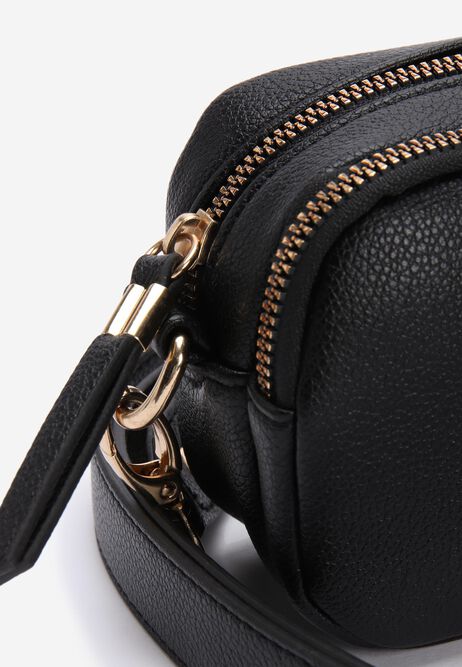 Womens Black Faux Leather Mini Camera Bag