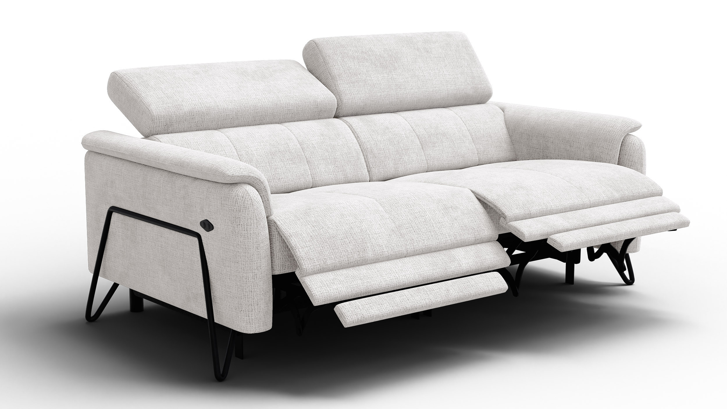 Sofa 3 osobowaRODEN, 2 x Relax Zero Gravity, kremowa