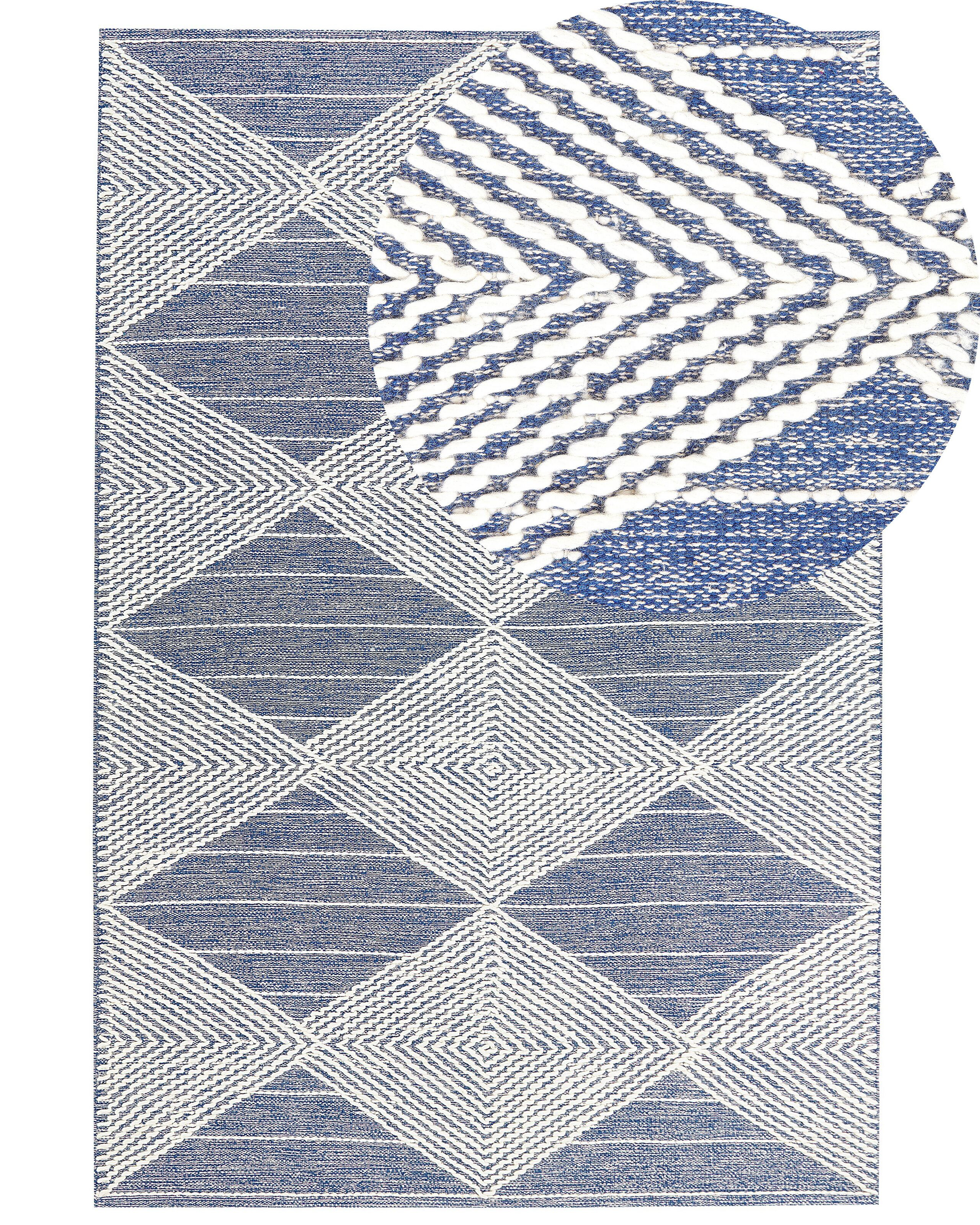Dywan 160x230 cm wełniany beżowo-niebieski