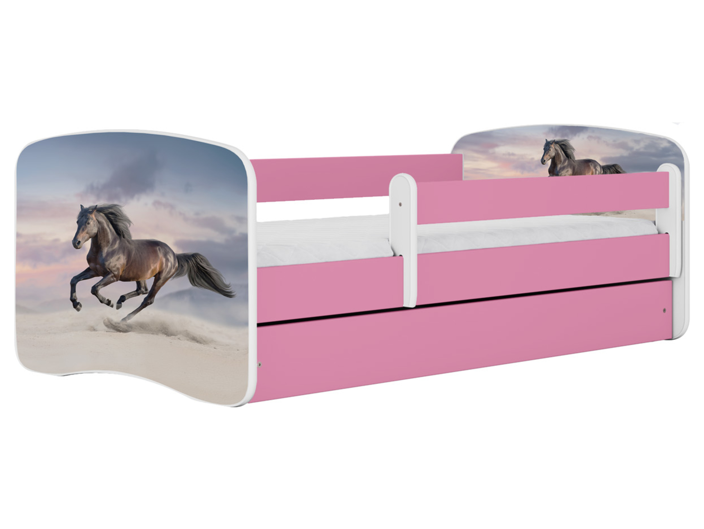 Łóżko Babydreams 140x70koń w galopie z szufladą różowe