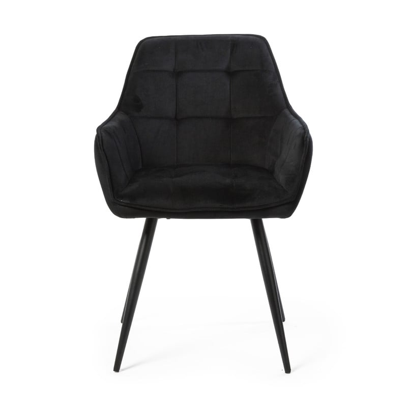 Eetkamerstoel velvet met armleuning - zwart - 87x56.5x43 cm