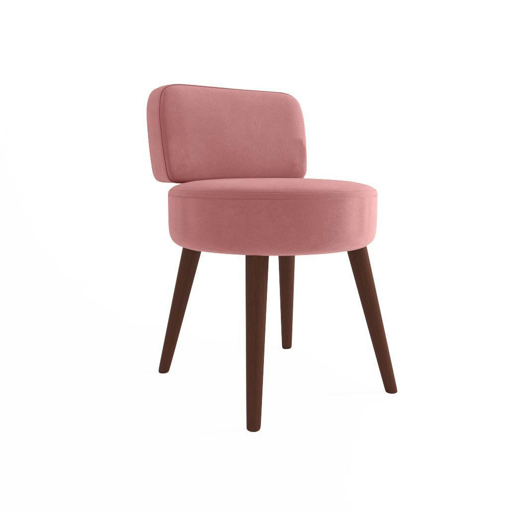 GINA - Petit fauteuil en velours rose vintage