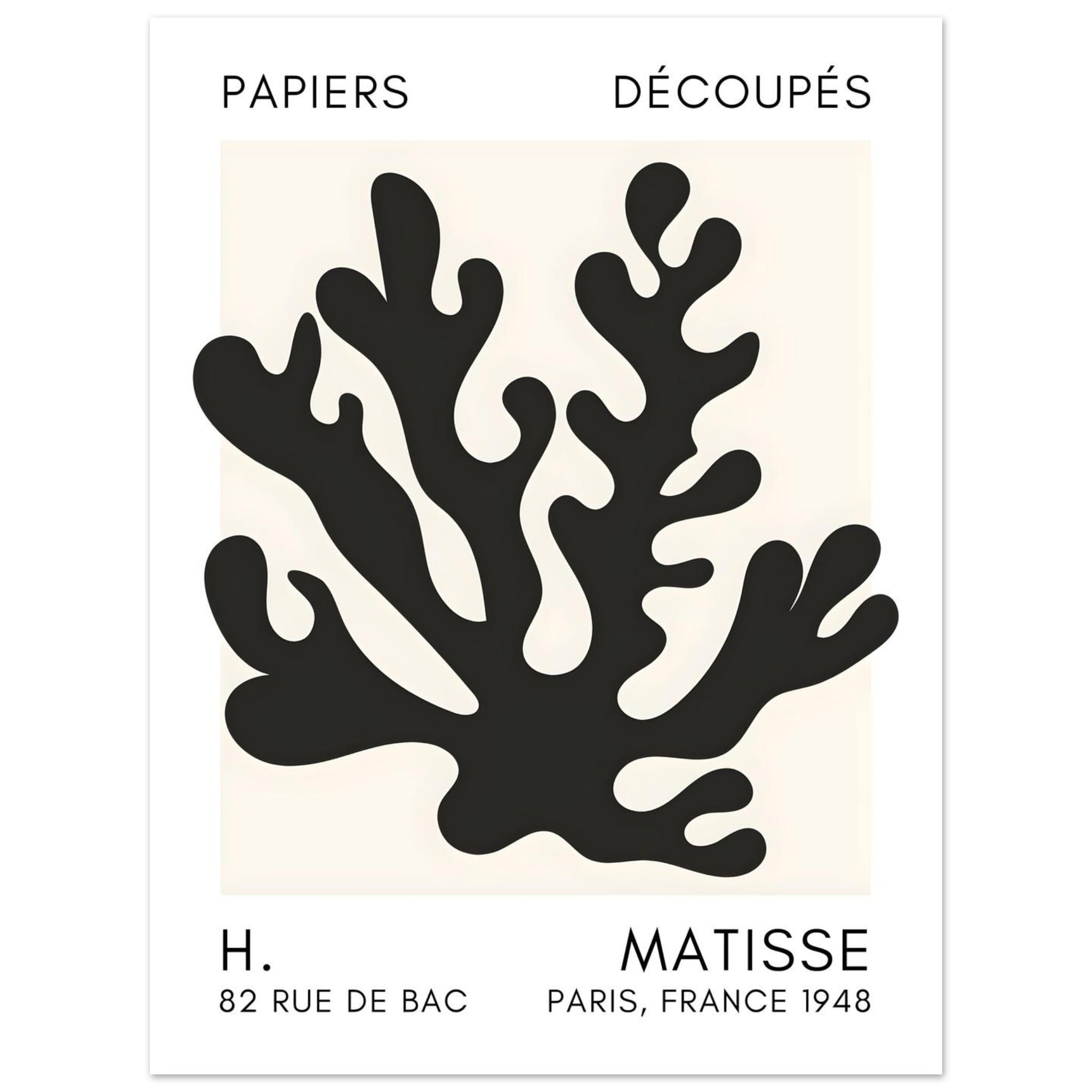 Artfulprints Poster Matisse – Saltflower shapes black  - 30x40 cm - Zwart