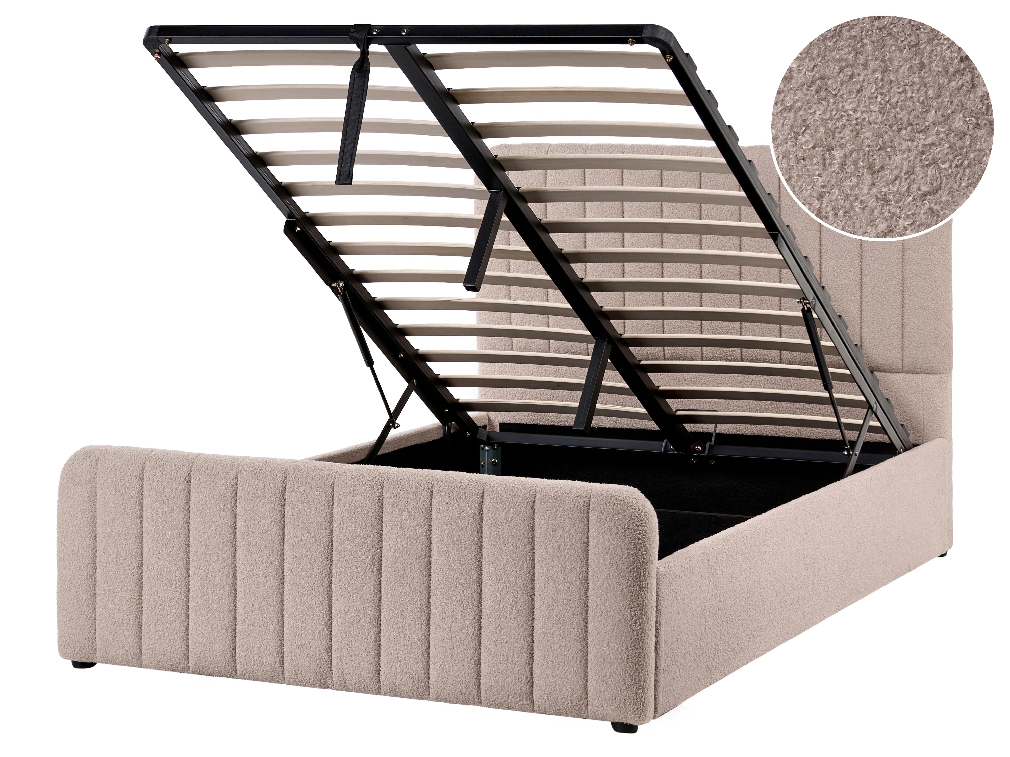 Ottoman Bed Boucle LUNAN 120 x 200 cm (EU Small Double) Beige