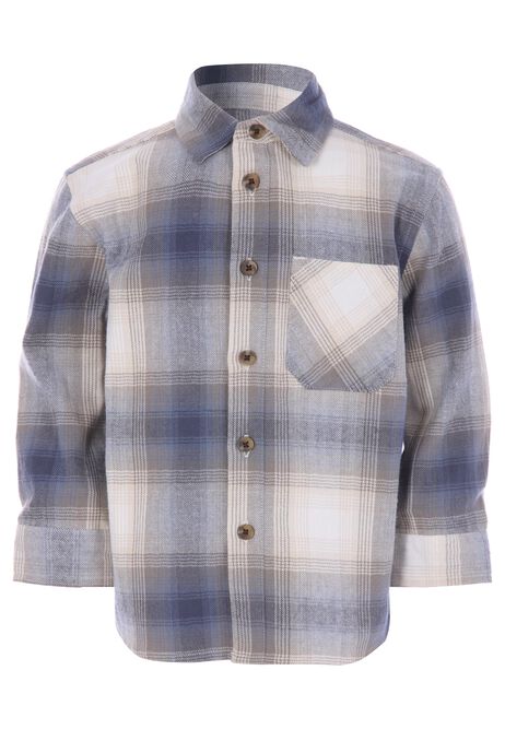 Younger Boys Blue & Beige Long Sleeve Check Casual Shirt