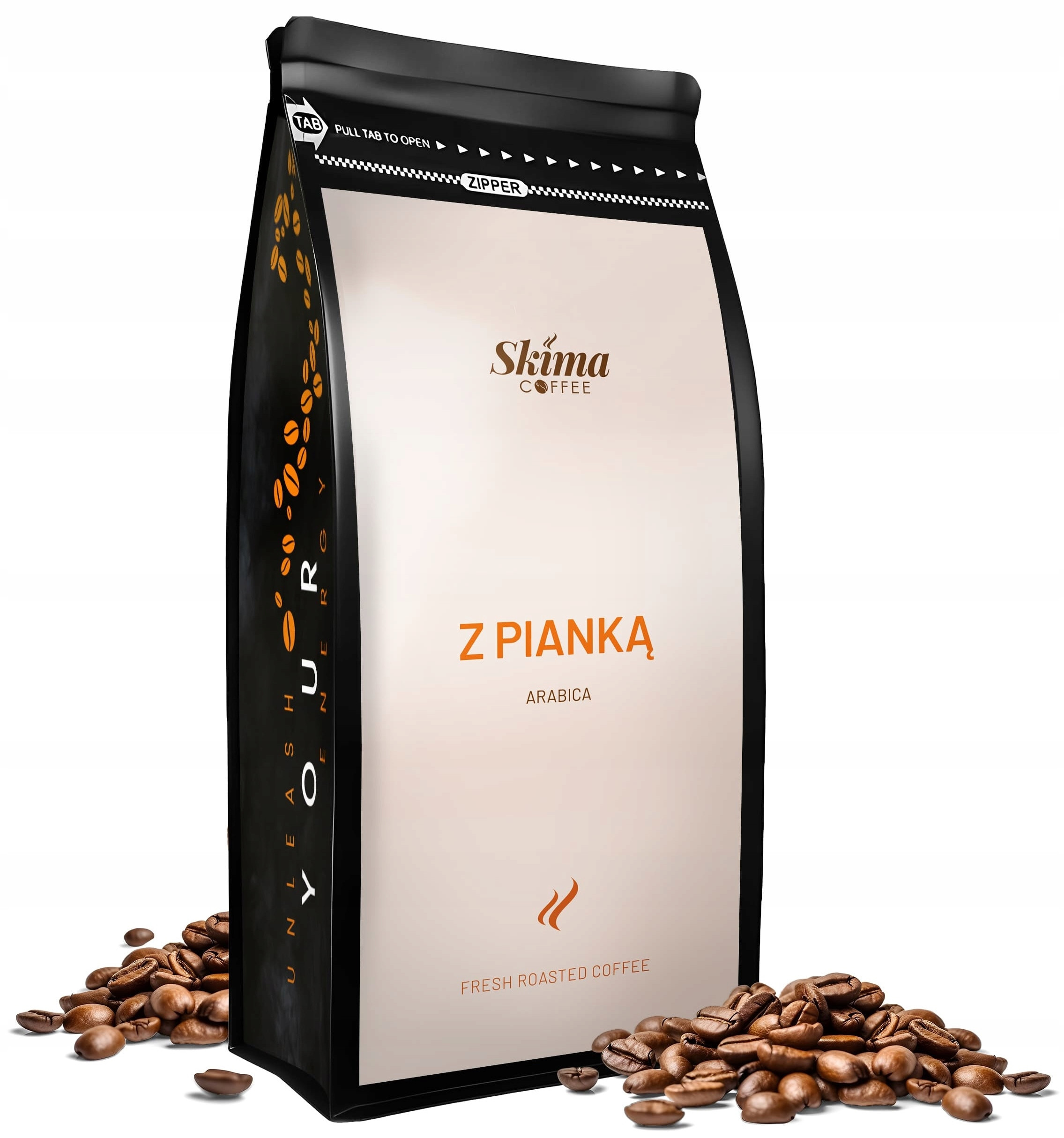 Kawa ziarnista 1kg "Z PIANKĄ" 100% Arabica Świeżo Palona do ekspresu