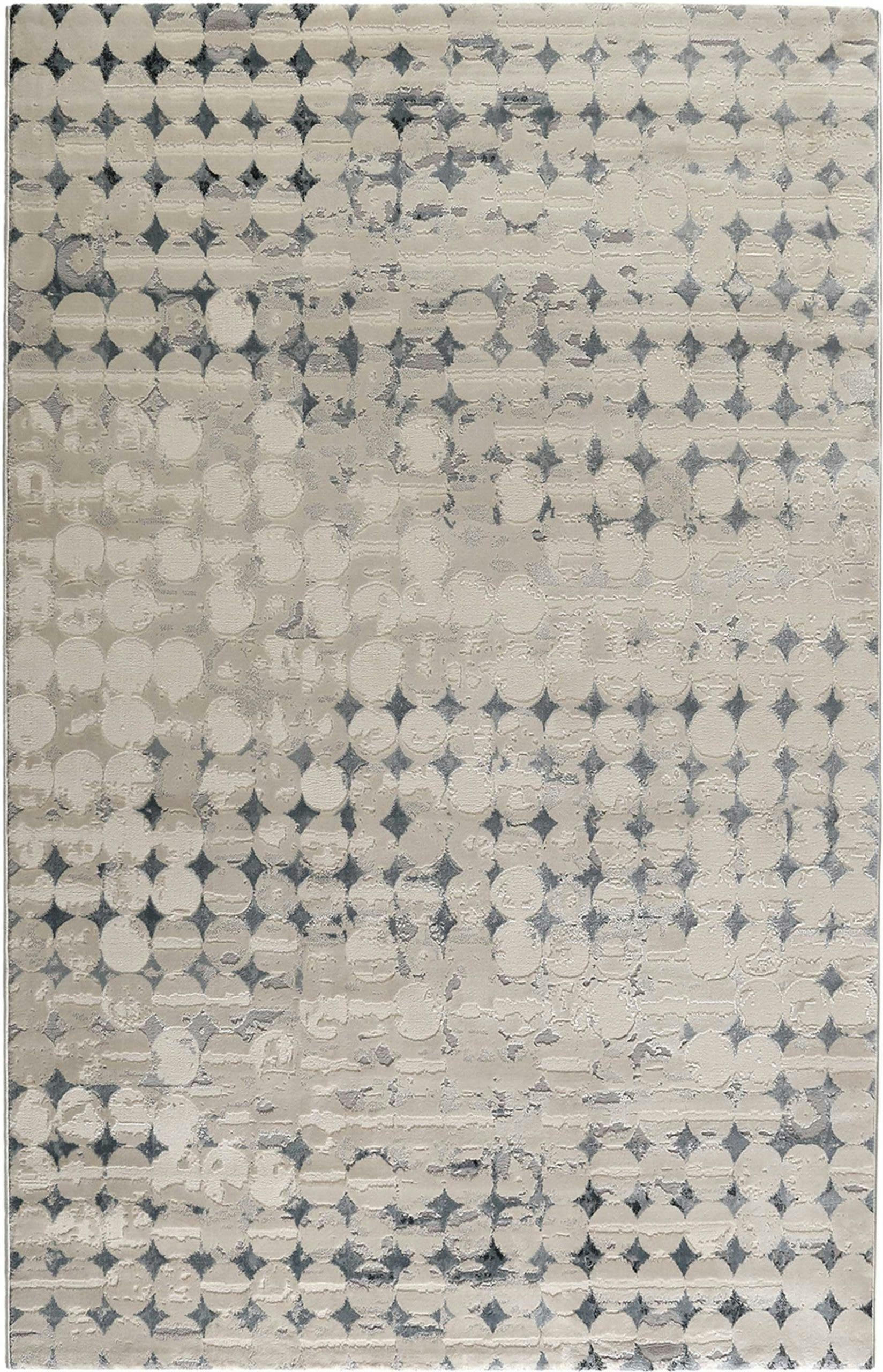 VELVET SPOTS - Tapis vintage relief beige/bleu pétrole pour salon, chambre 170x120