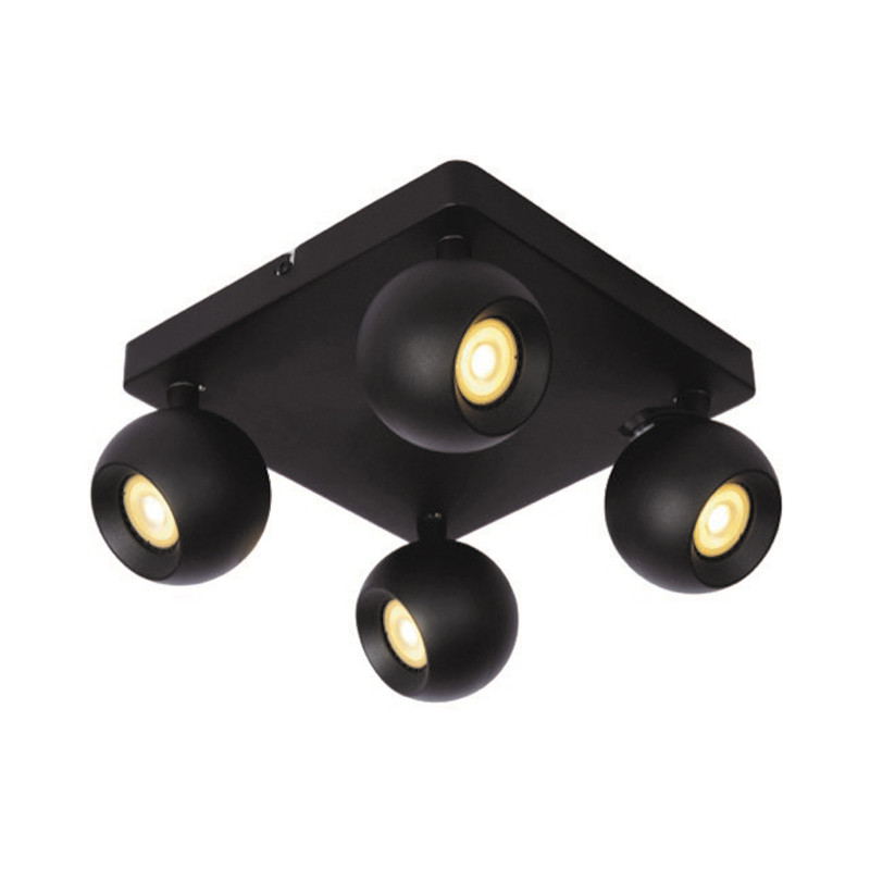 Spot Favori noir GU10 4 x 5 W LUCIDE