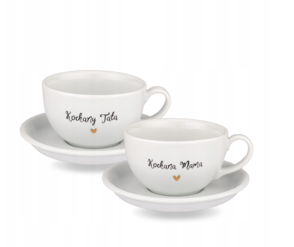 Zestaw 2 filiżanek "Kochana Mama"   "Kochany Tata" 250 ml ze spodkami