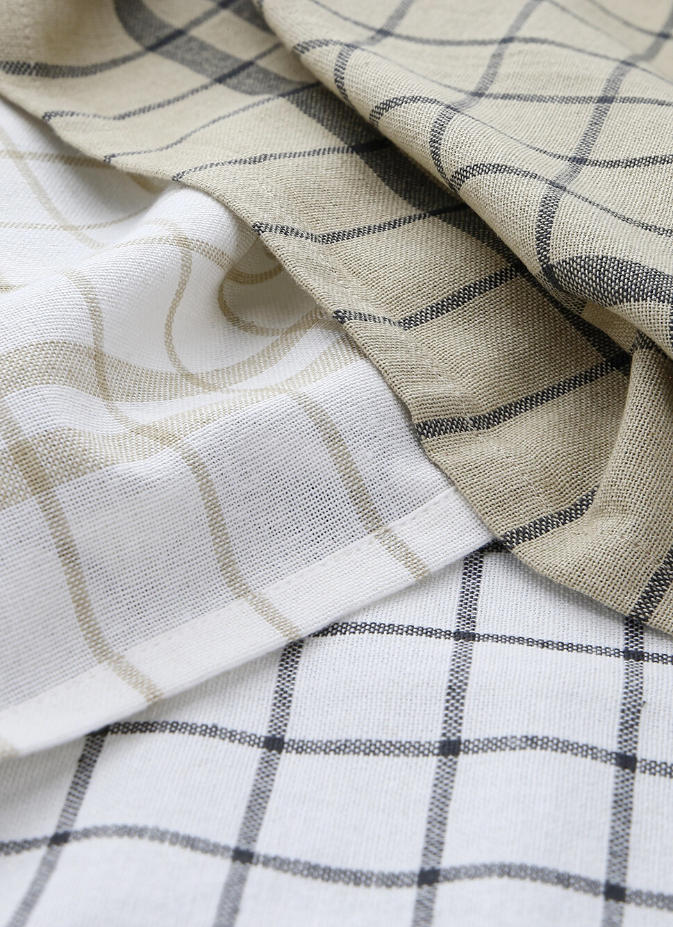 LOT DE 3 TORCHONS RAYÉS ÉCAR BEIGE / GRIS ANTHRACITE