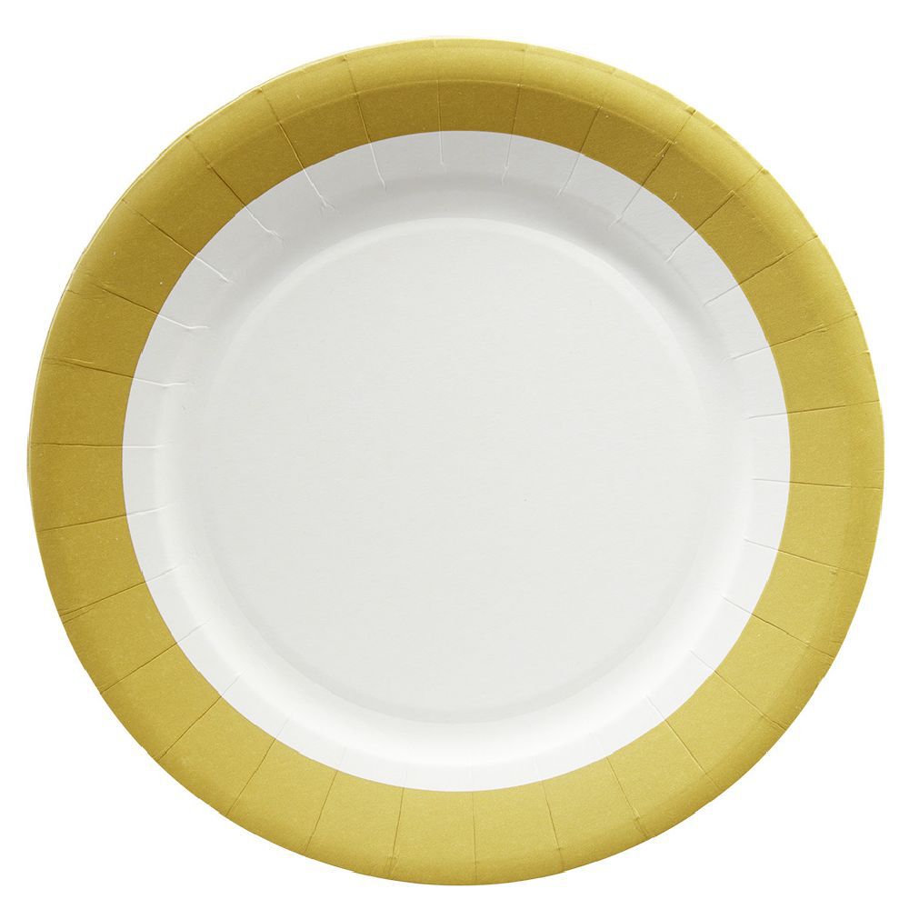 Lot de 10 assiettes en carton Ø23 cm doré