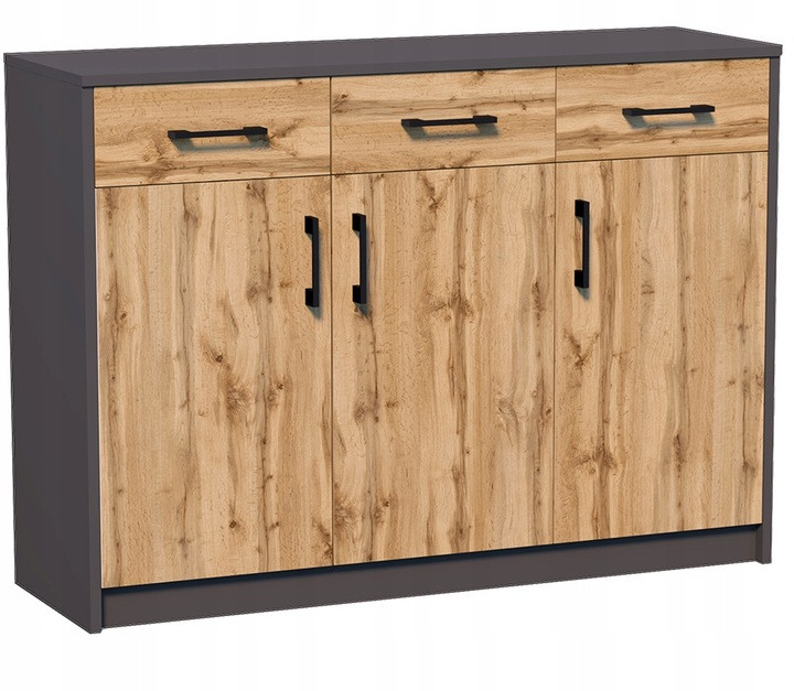 Komoda szafka 3D3S GRAFIT-WOTAN 110cm 3 szuflady ROB