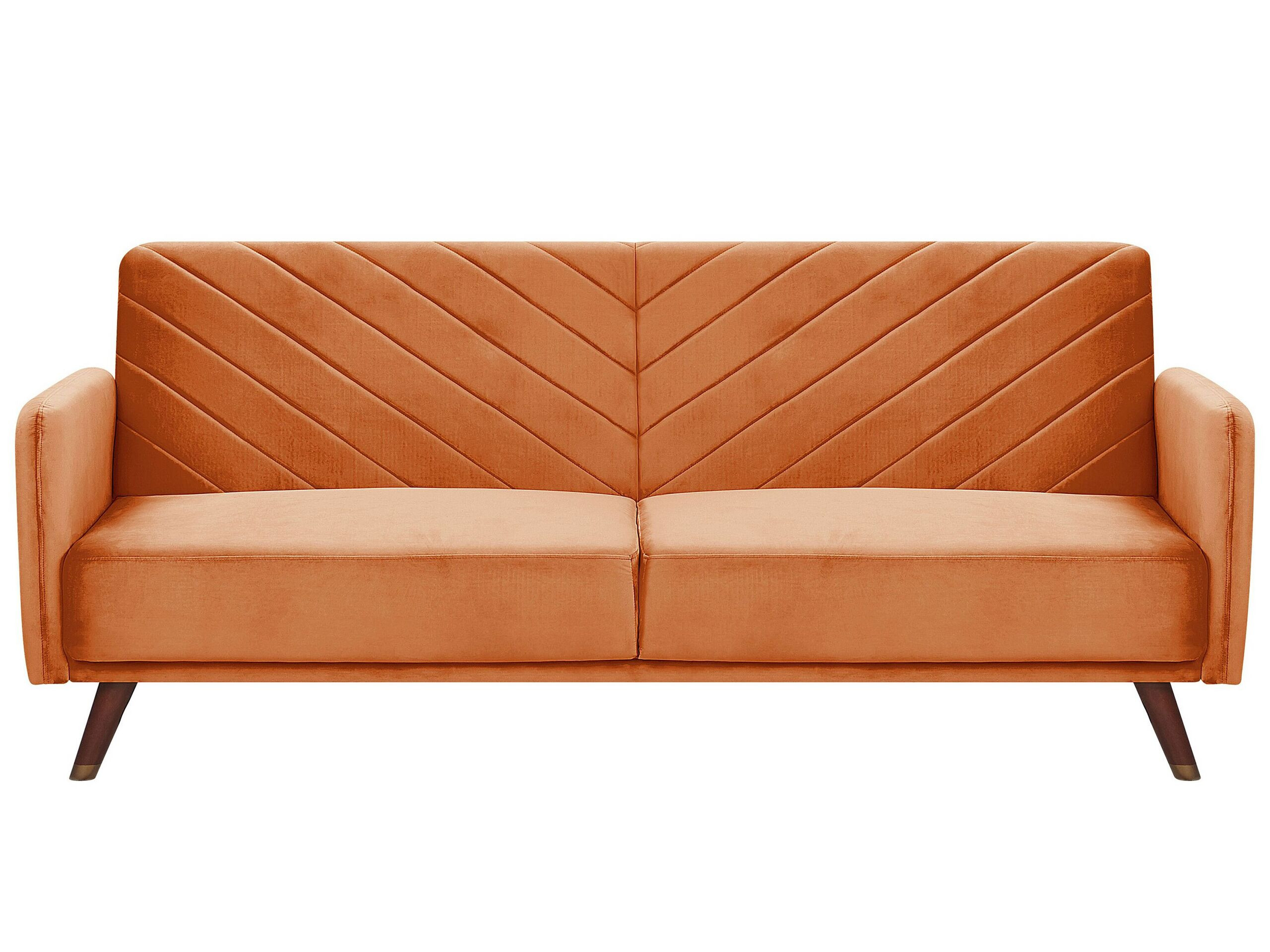 Sofa kanapa rozkładana welur pomarańczowa