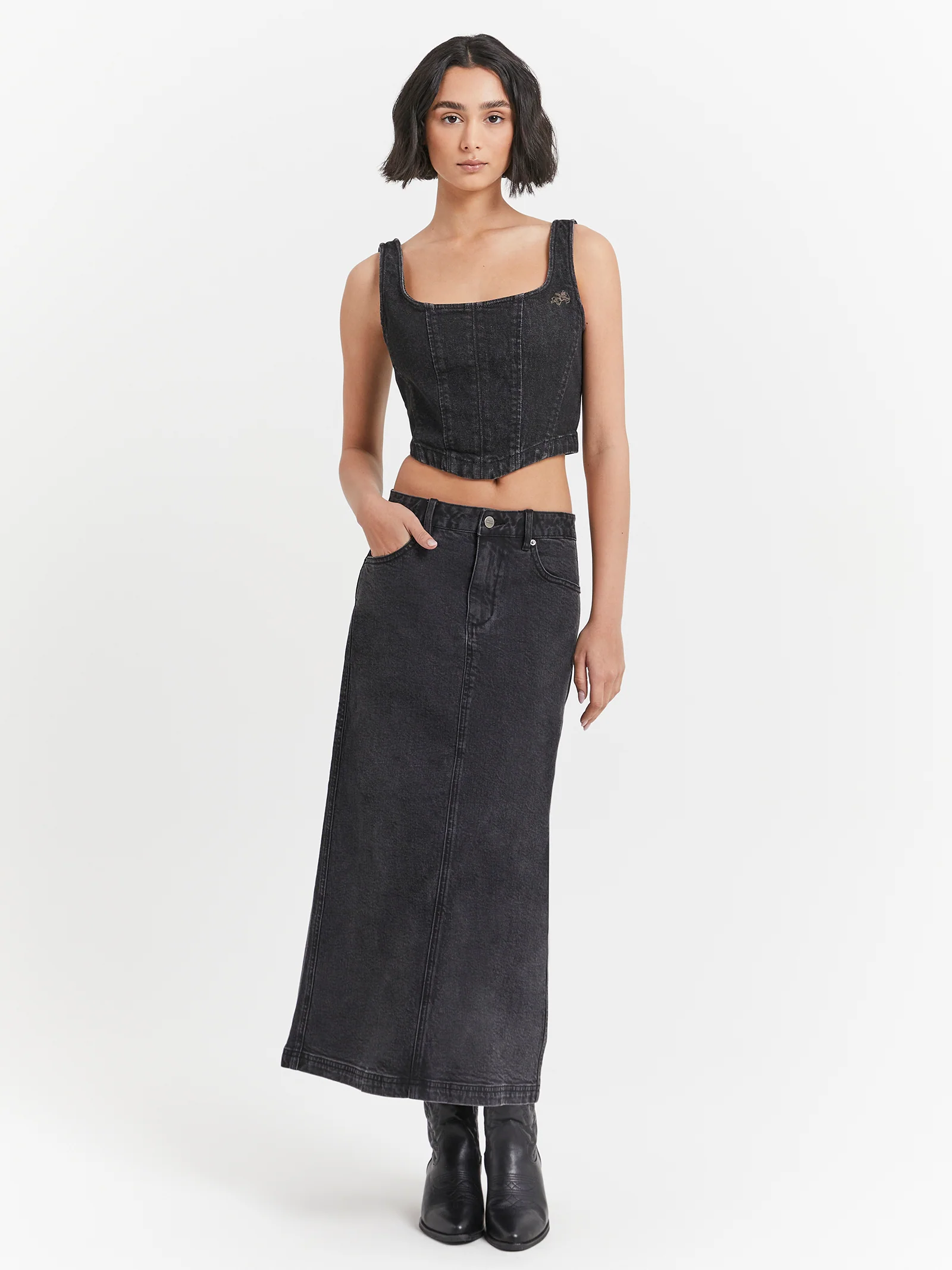 Mysteries Denim Maxi Skirt