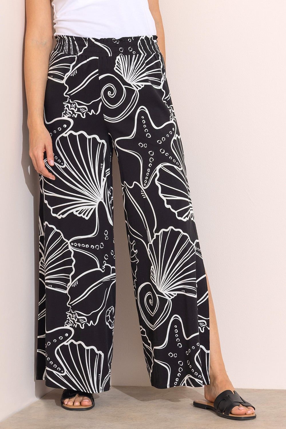 Klass. Shell Print Split Wide Leg Trousers