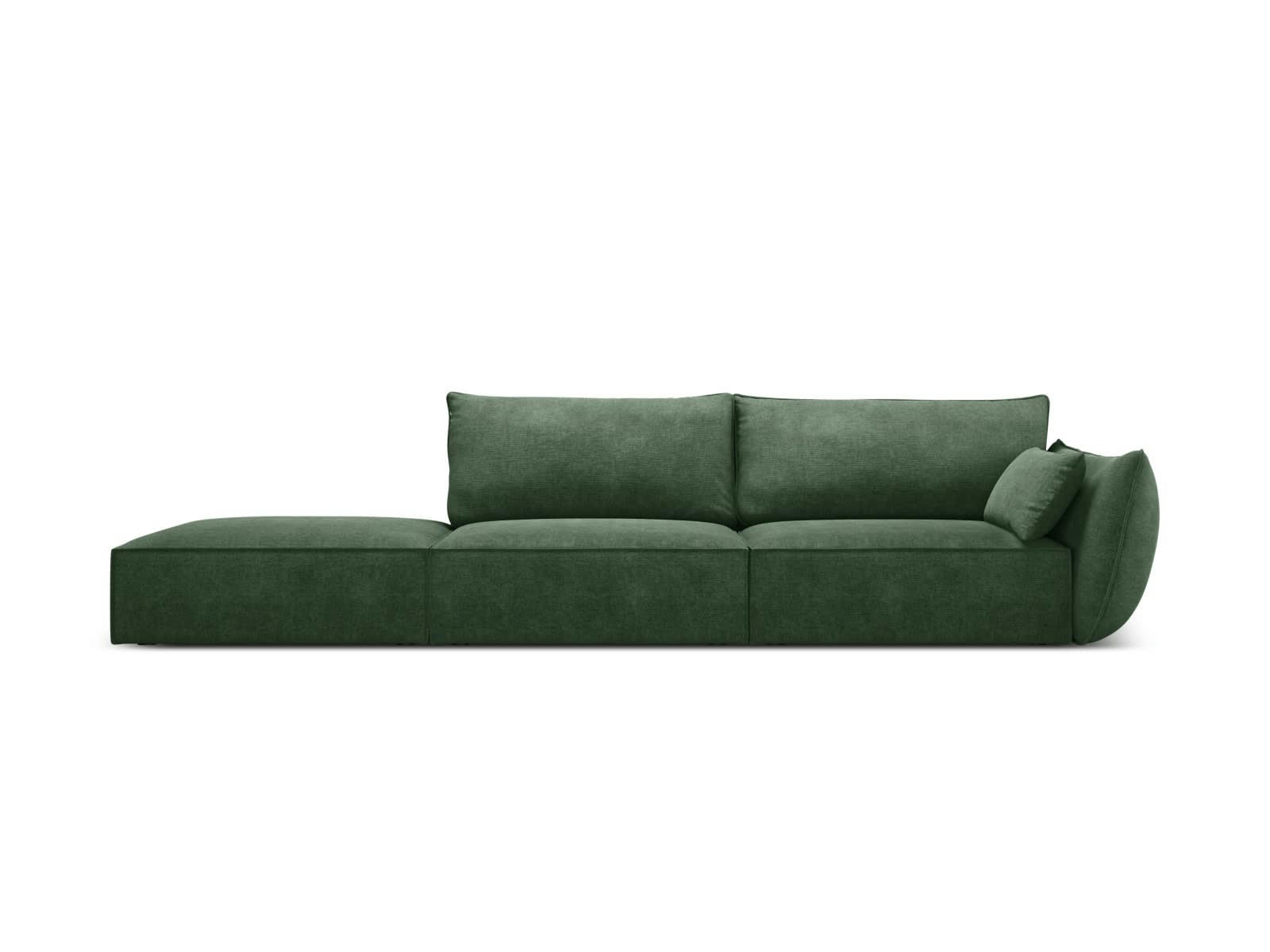 KAELLE - Canapé gauche 4 places en tissu chenille vert bouteille