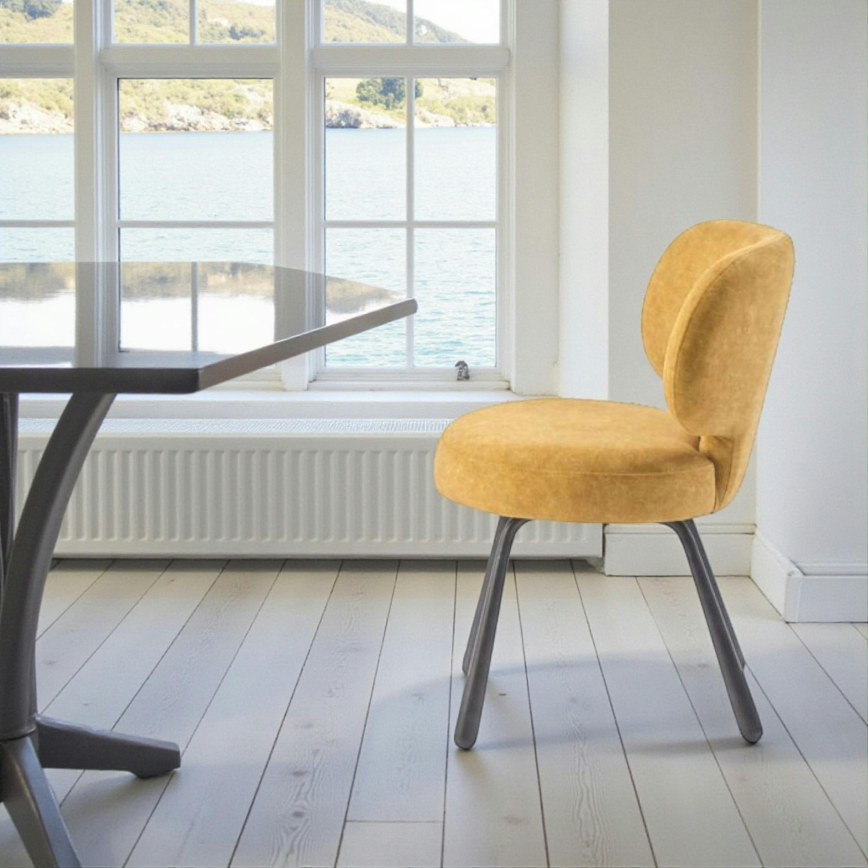Chaise de salle à manger moutarde, assise ronde (lot de 2) LIGURIE