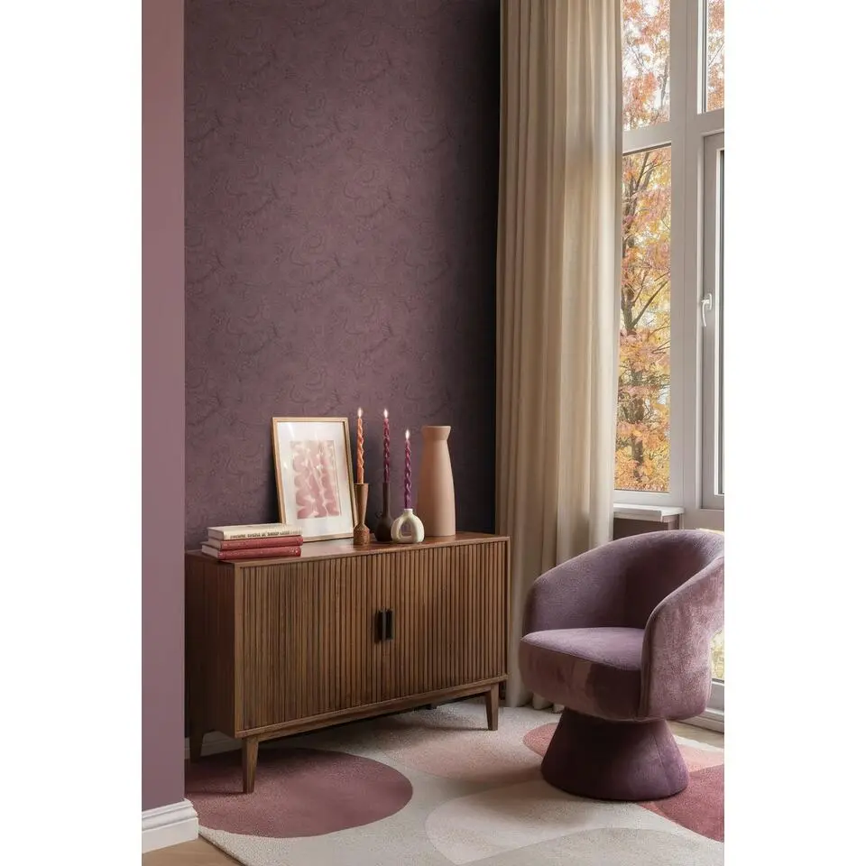 ESTAhome behang bloemmotief mauve paars - 50 x 900 cm