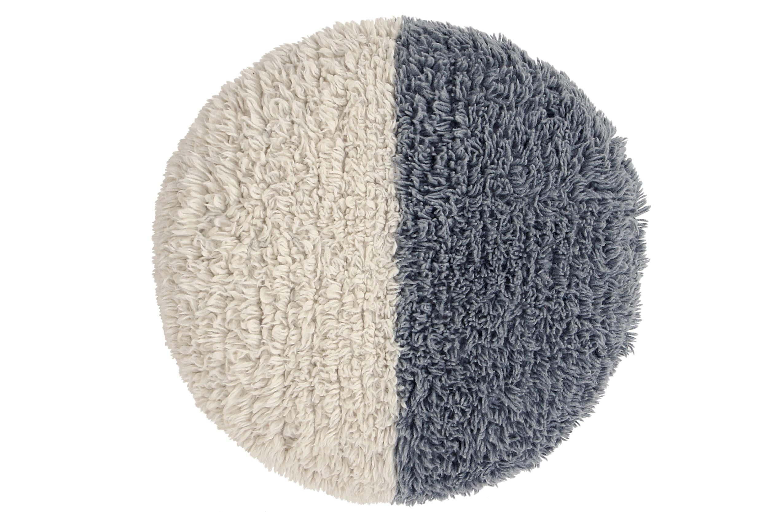SUN RAYS - Coussin de sol laine bicolore bleu beige D70cm