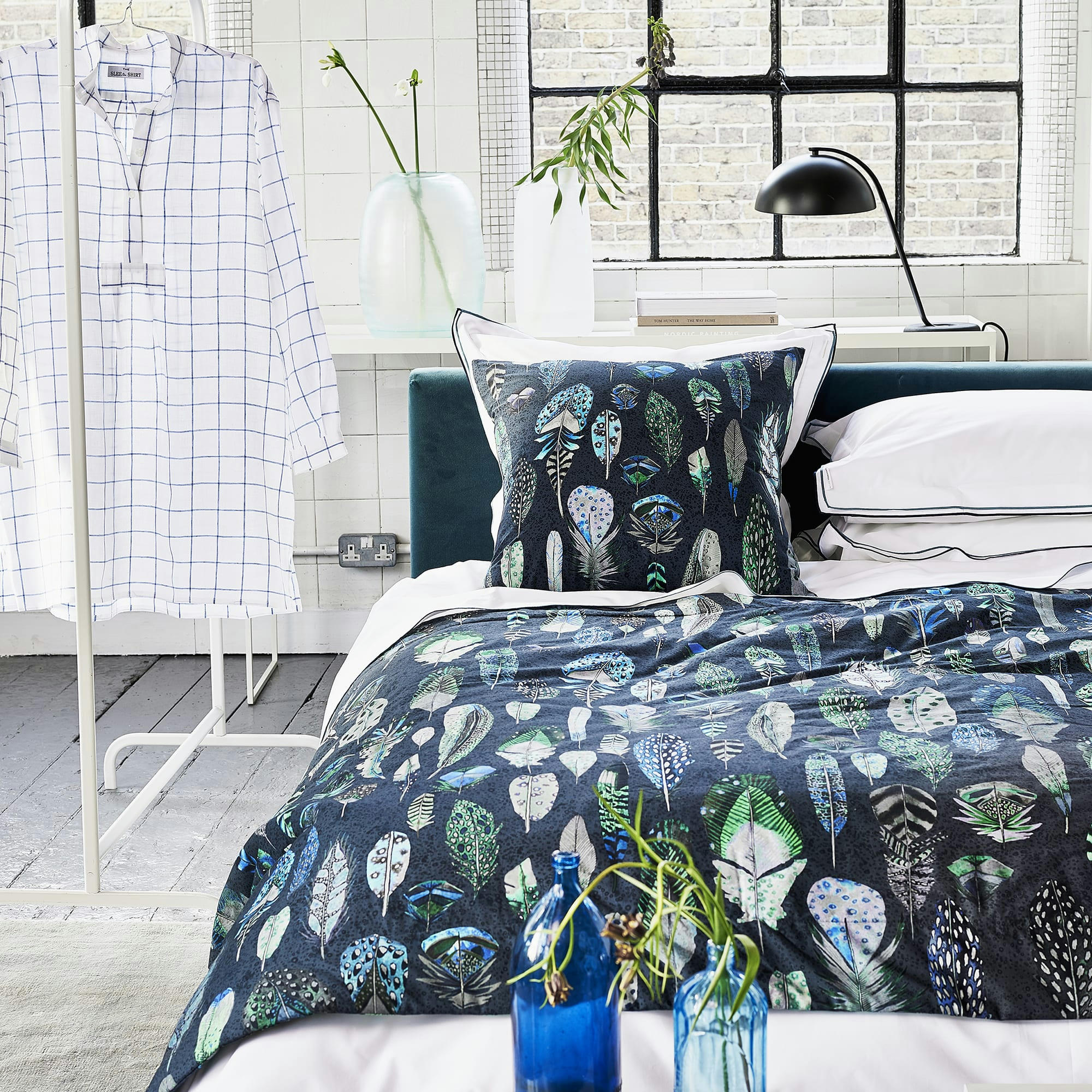 QUILL - Taie d'oreiller en coton bleu 50x75