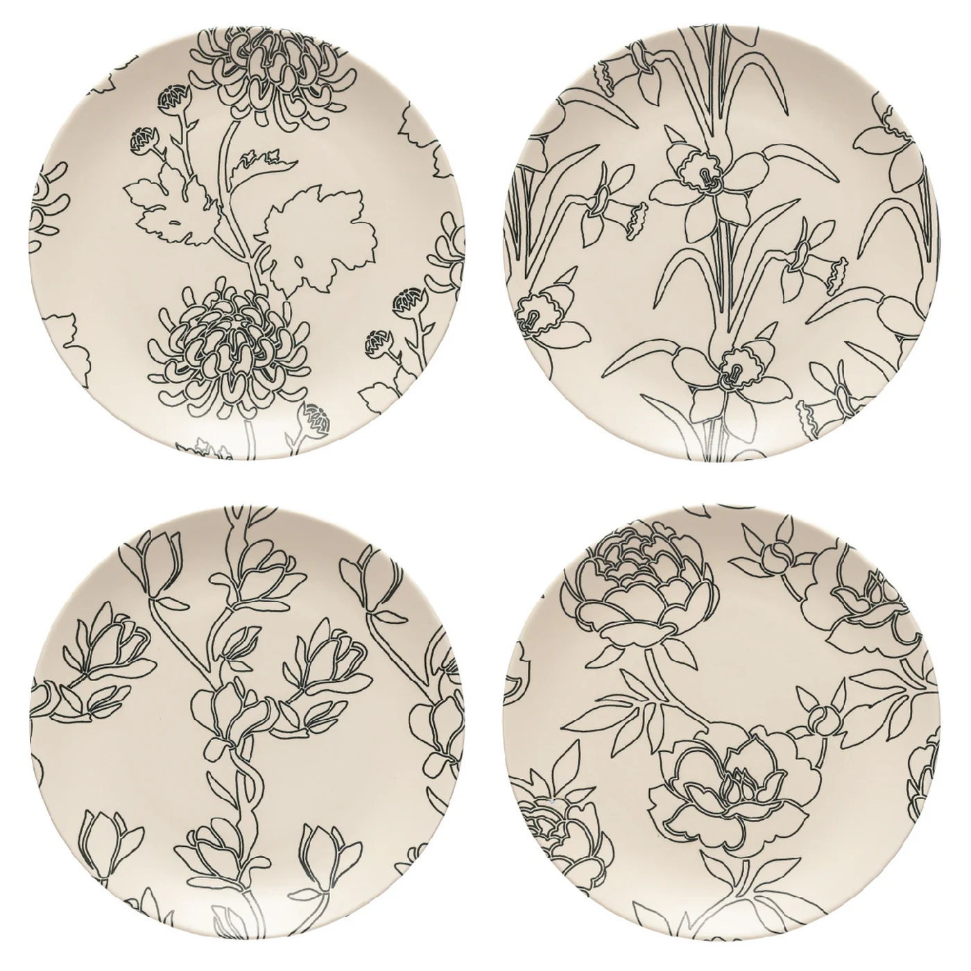 Set 4 Salad/Dessert Plates Flora - Elements