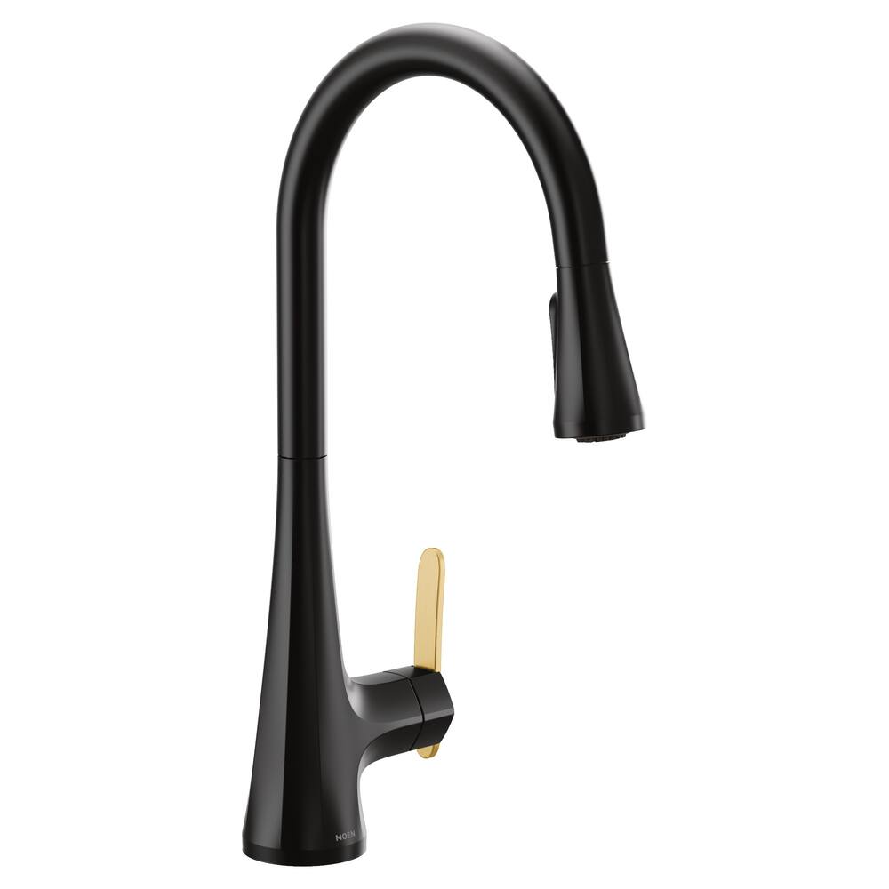 Moen® Sinema Single Handle High Arc Pull Down Kitchen Faucet, Matte Black