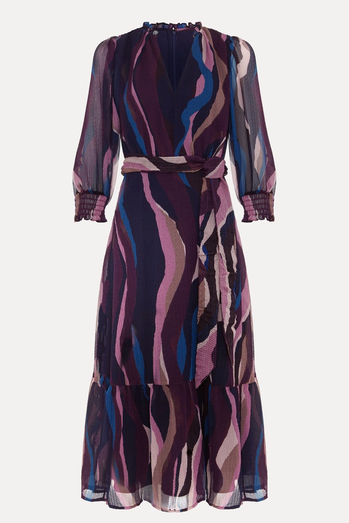 Phase Eight Carra Swirl Puff Sleeve Midi Dress