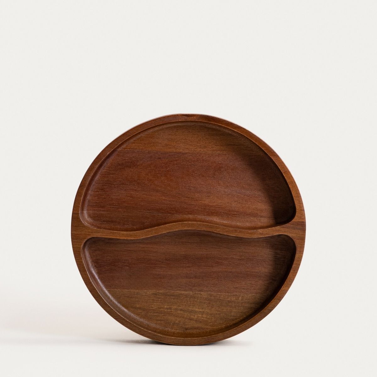 Półmisek MOOKA z drewna akacjowego z dwoma przegródkami 26 cm