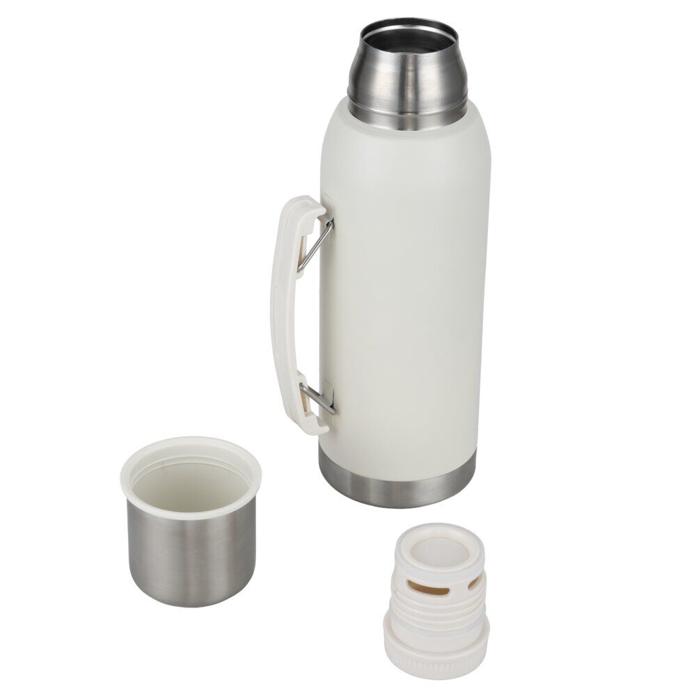 Bouteille isotherme 1L avec tasse inox beige Ø9,5xH29cm