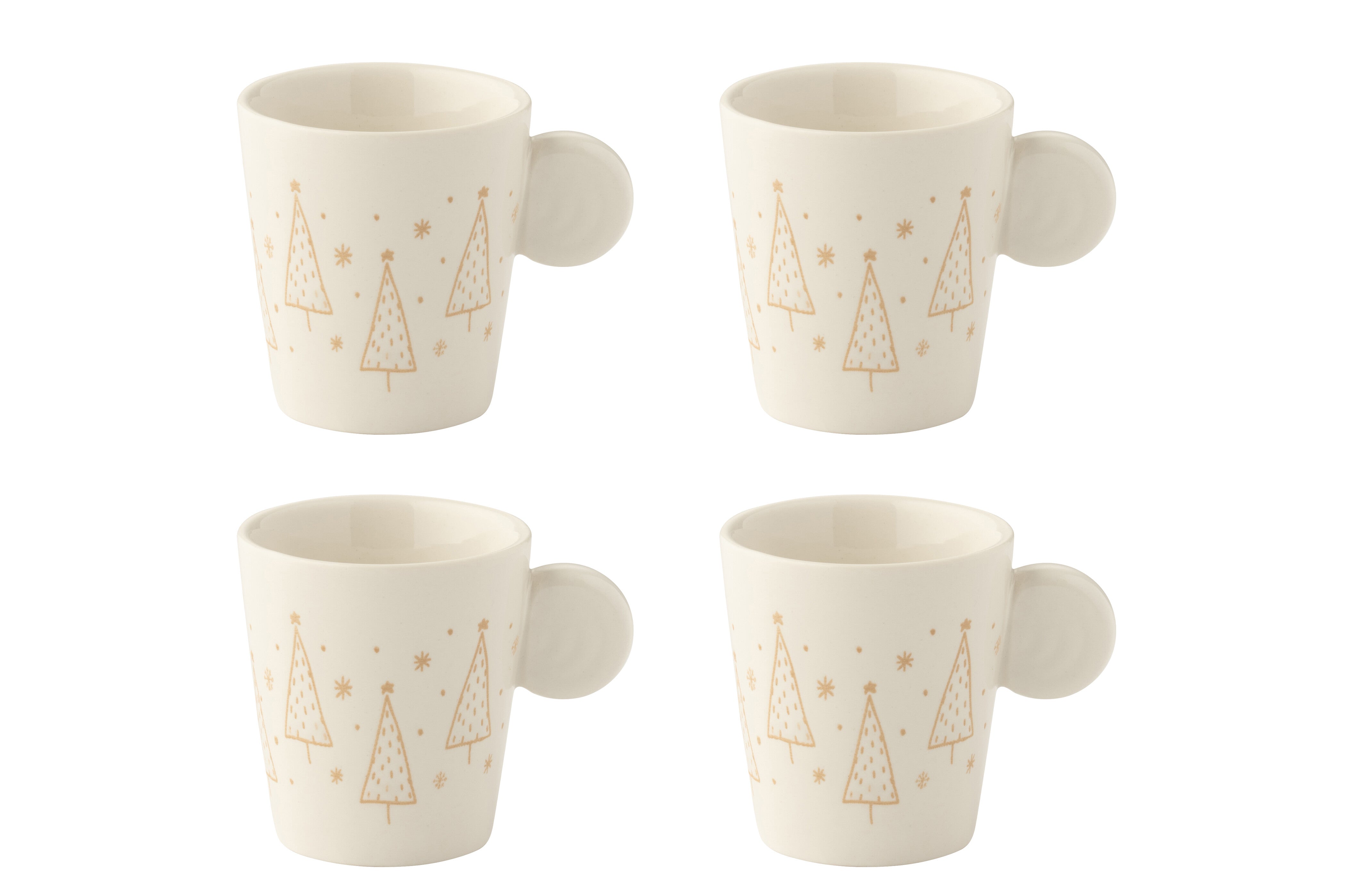 J-Line kopje Kerstmis - keramiek - wit - doos van 4