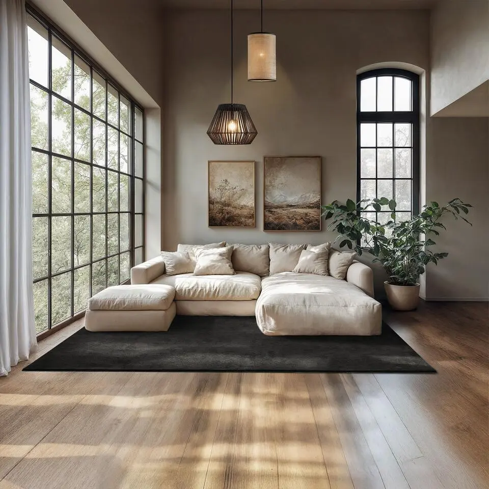 tectake? Kortpolig vloerkleed Soft Zone 160 x 230 cm - Zwart