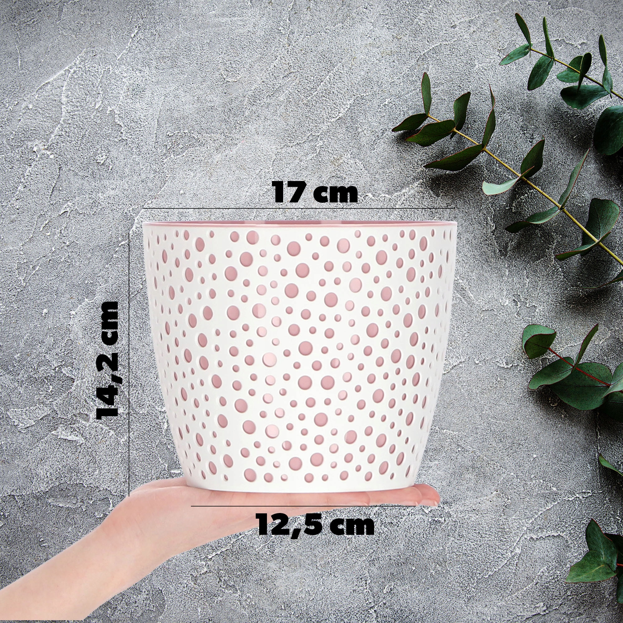 Doniczka Osłonka Okrągła Na Kwiaty Różowa 17cm