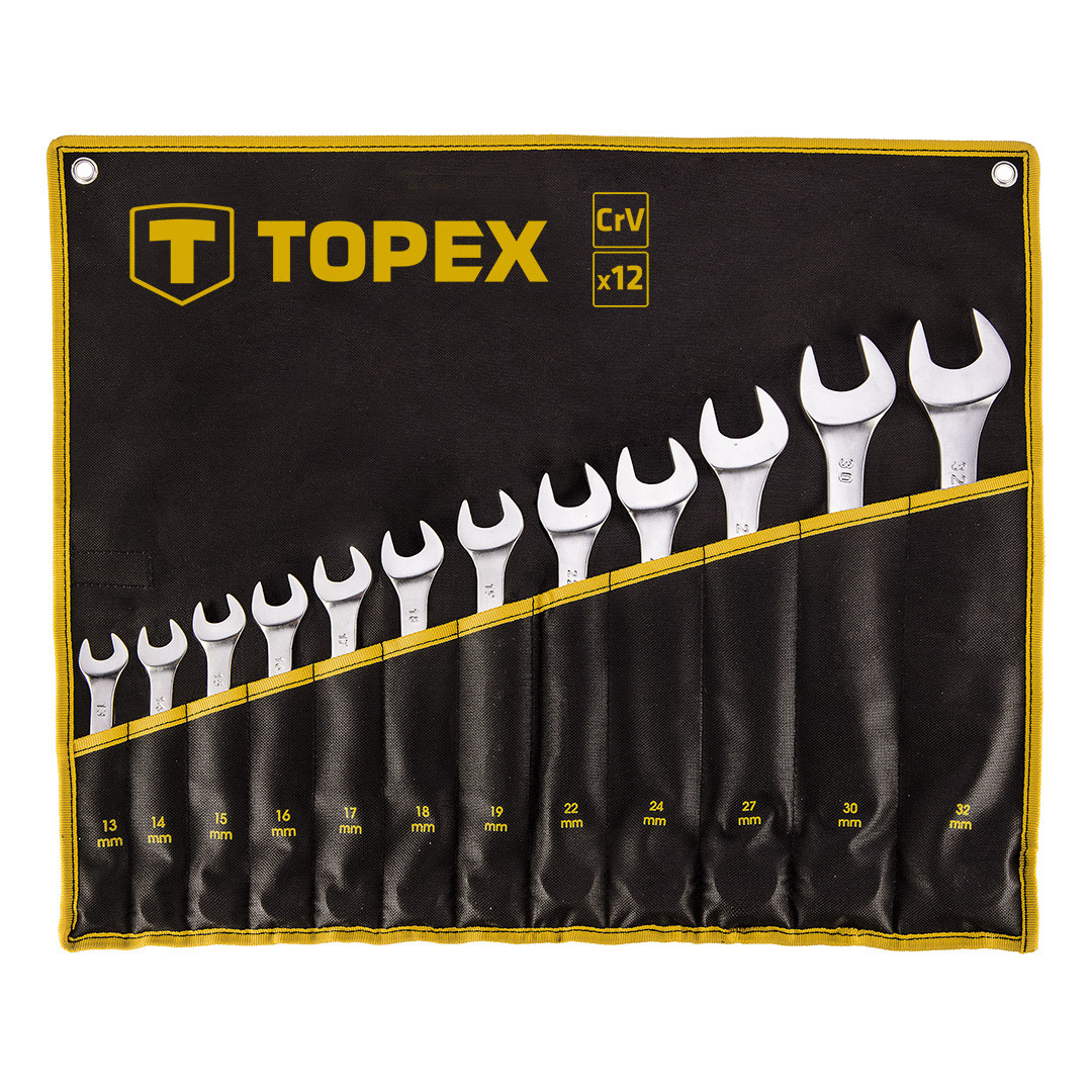 Klucze płasko-oczkowe 13-32 mm zestaw TOPEX 35D758