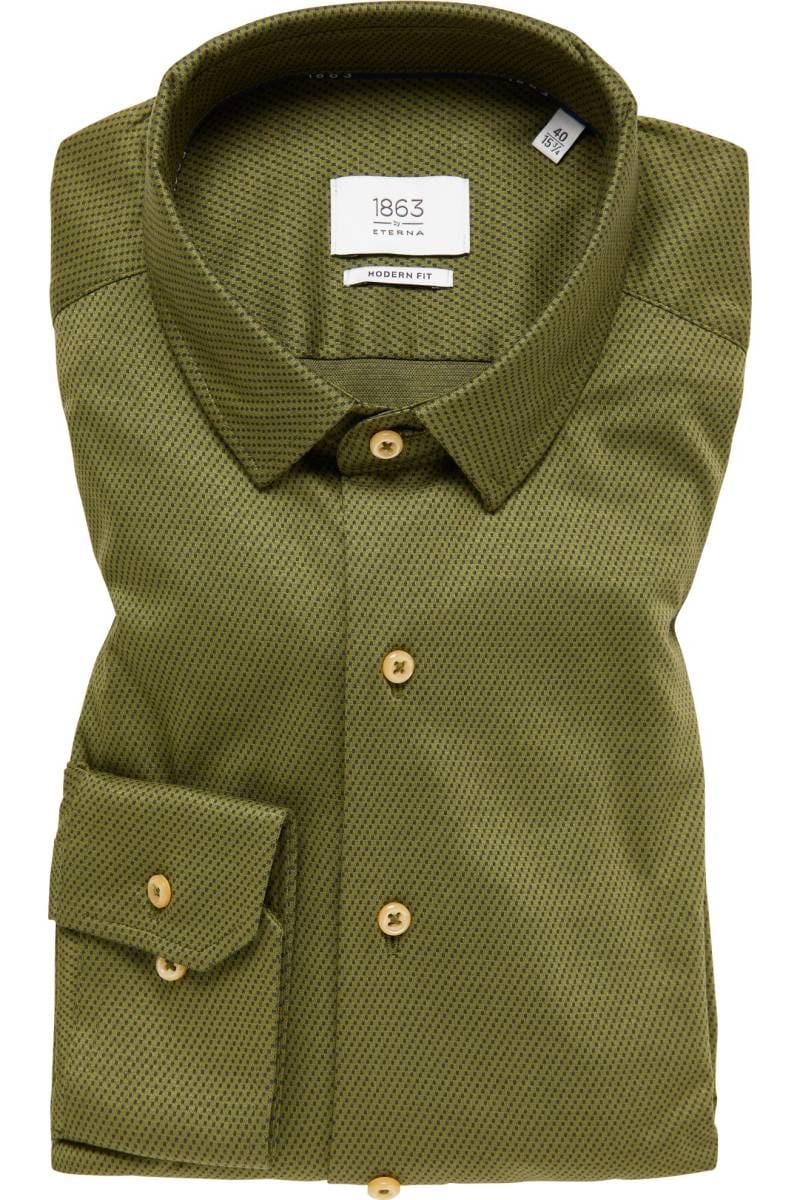 ETERNA 1863 Modern Fit Hemd oliv, Strukturiert