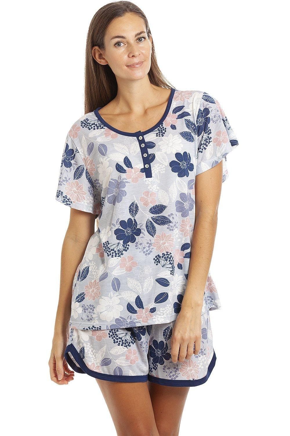 Camille Floral Leaf Print Jersey Short Pyjama Set
