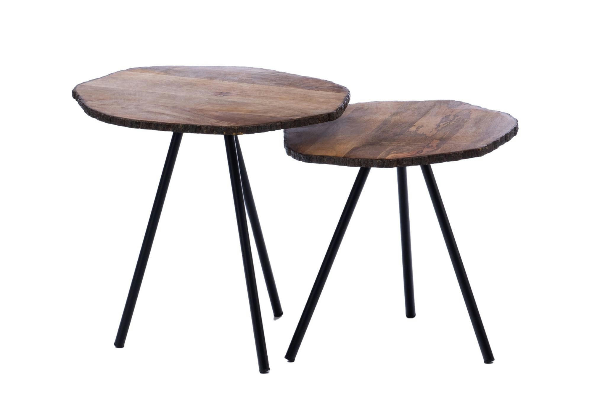 HENDAYE - Tables basses gigognes hexagonales manguier métal L48