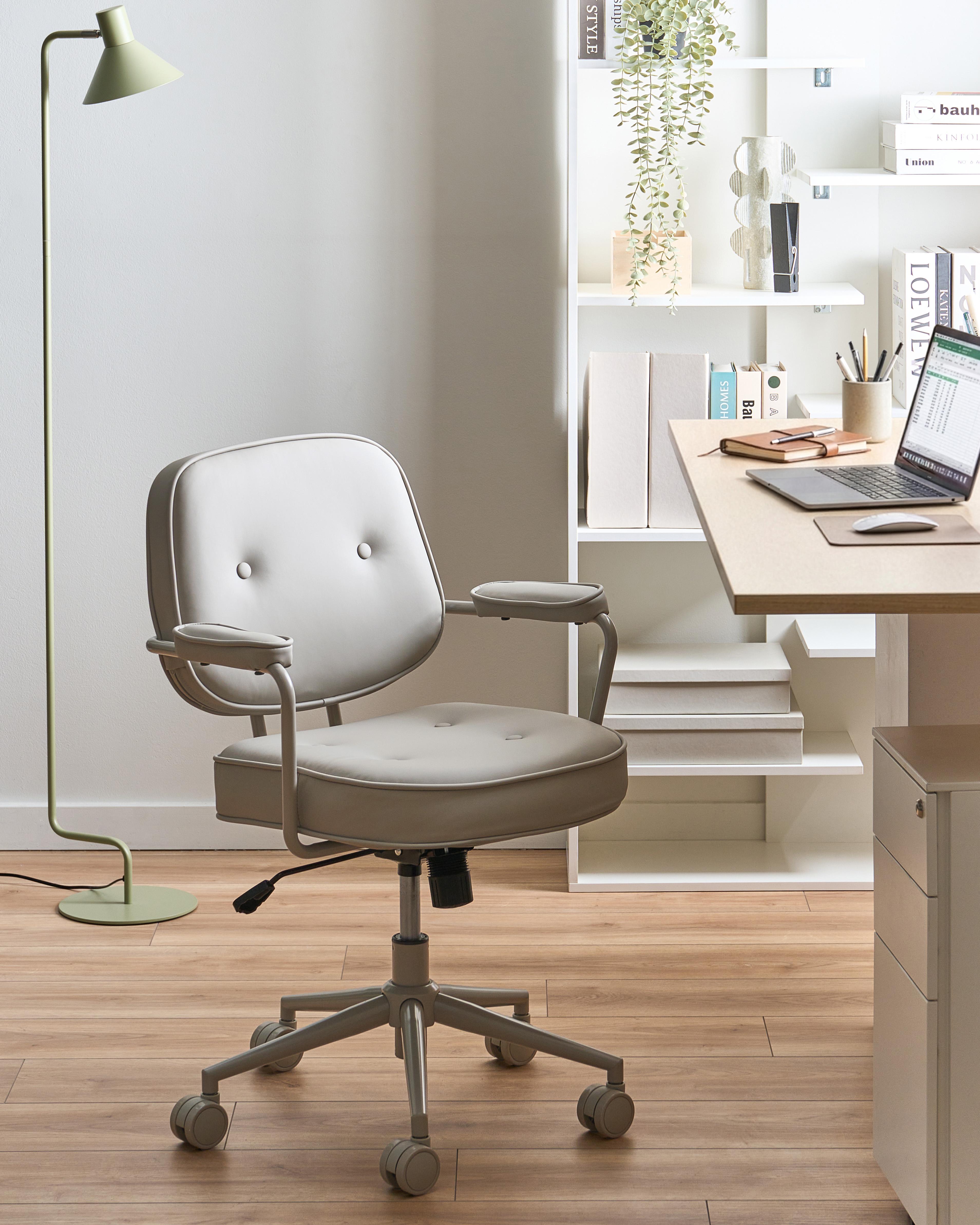Desk Chair PARAMUS Faux Leather Grey