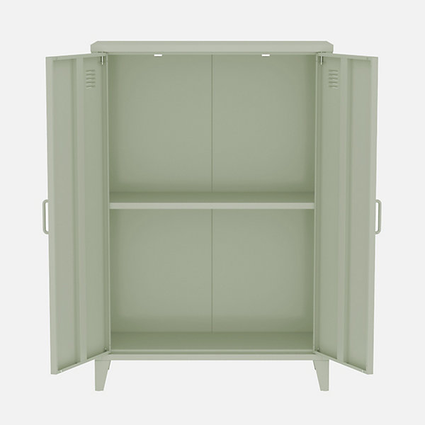 Lot de 2 commodes/armoires métal 2 portes Soho vert. casiers.L 75 x P 33 x H 110 cm