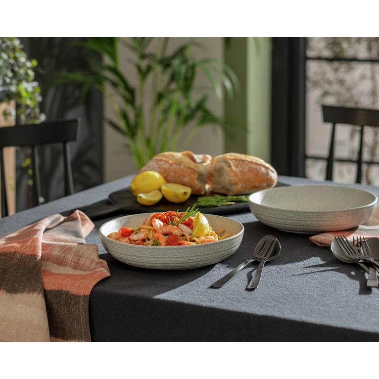 Habitat Textured Ripple 4 Piece Pasta Bowls - Chalk Grey