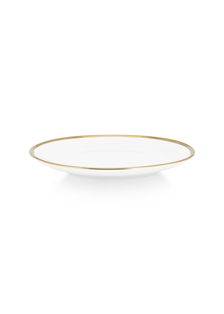 vtwonen Borden - Set van 4 - Wit/Goud - Porselein - Ø 20cm