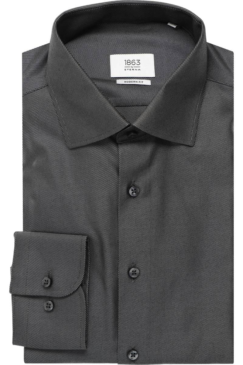 ETERNA 1863 Modern Fit Hemd grau, Strukturiert