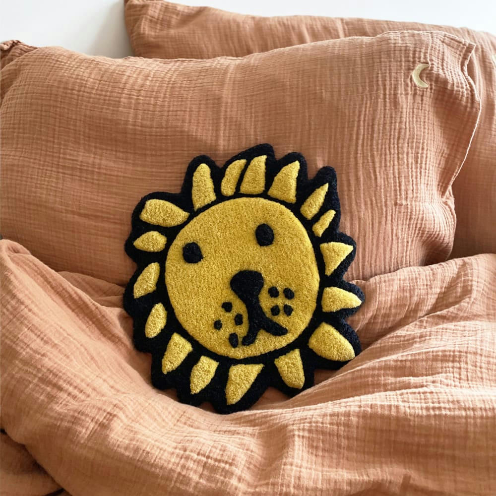 LION - Tapis mural lion tissu jaune